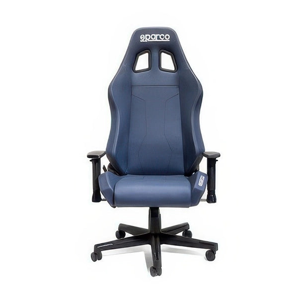 Poltrona da Ufficio Sparco Coach Blu Navy in Ecopelle con Braccioli 2D Regolabili