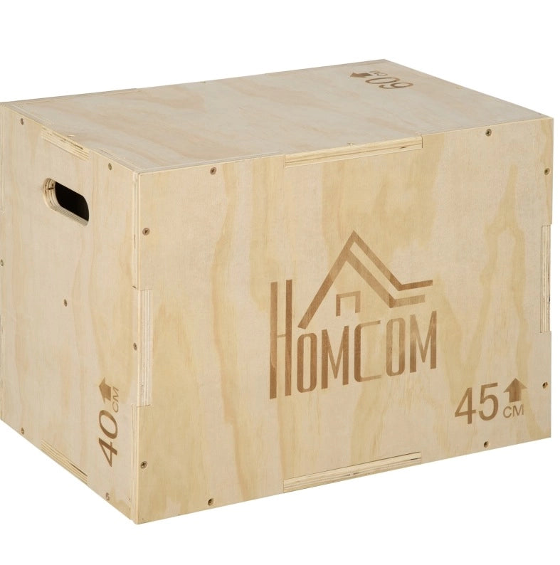 Box pliometrico in legno di faggio con tre altezze e impugnature