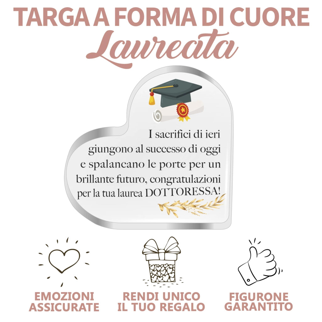 Segnalino a forma di cuore per cerimonia di diploma, 10x10 cm