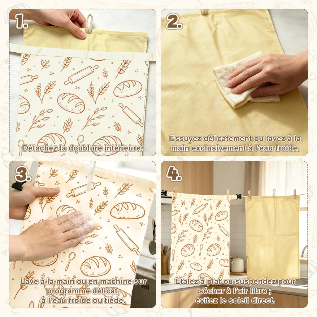 Sacchetto per il pane in cotone con rivestimento interno in cera d'api, set da 2, 43x33 cm