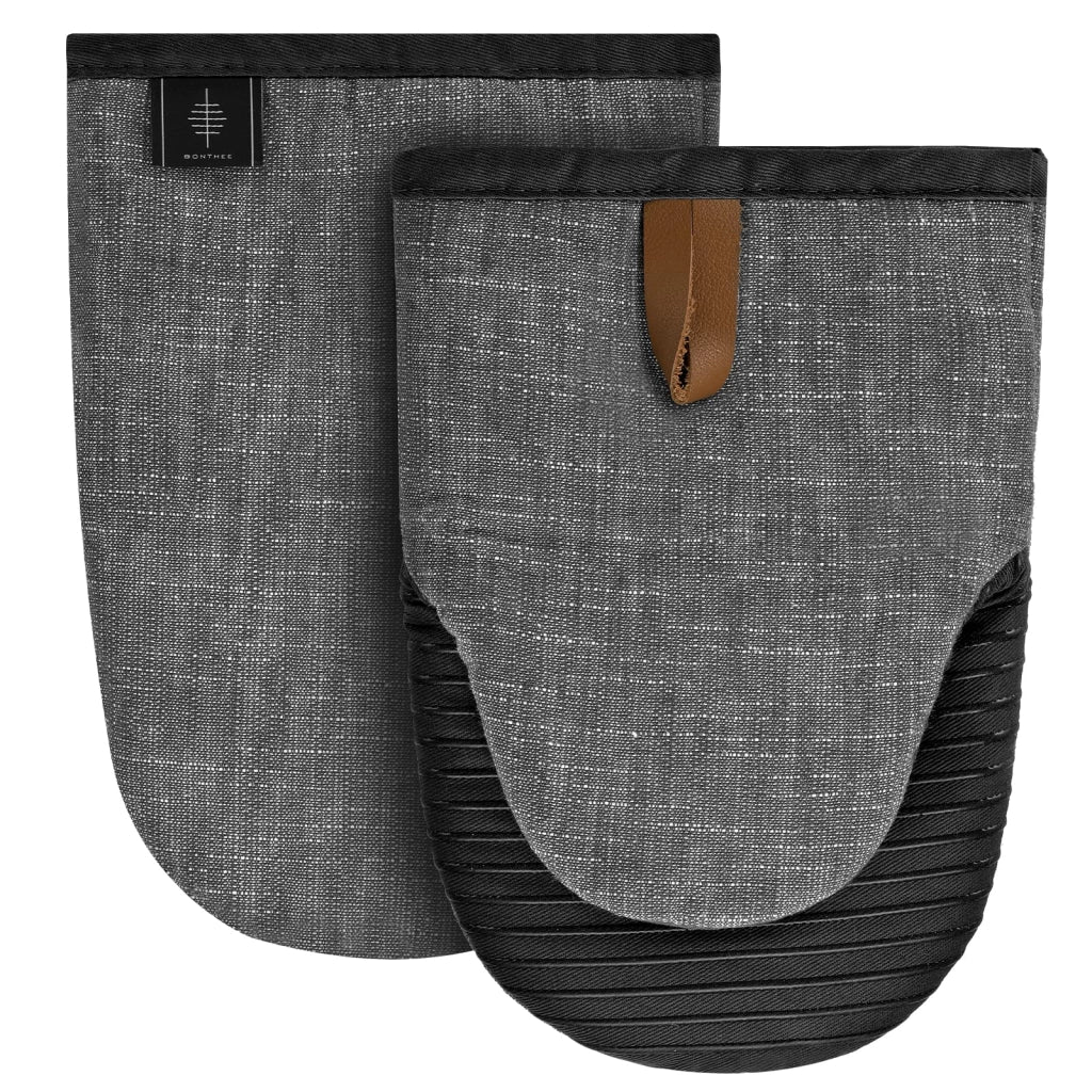 Guanti da forno in cotone con silicone, confezione da 2, colore grigio