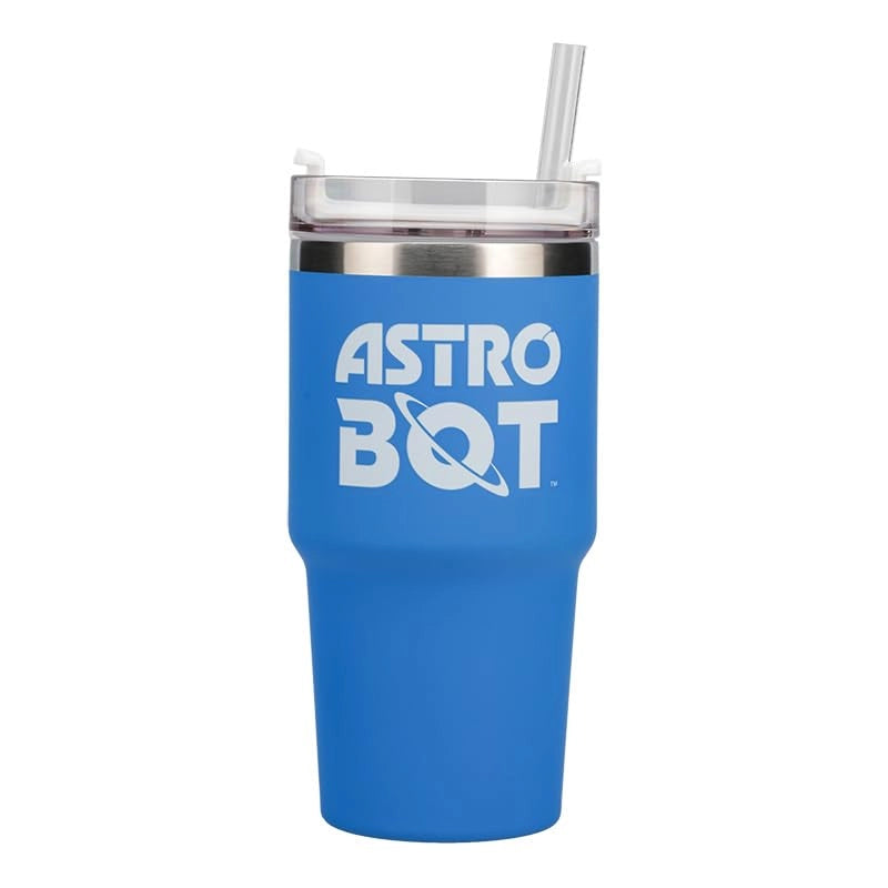 Tazza termica da viaggio da 600 ml, modello Astro Bot, con rivestimento soft-touch e coperchio riutilizzabile