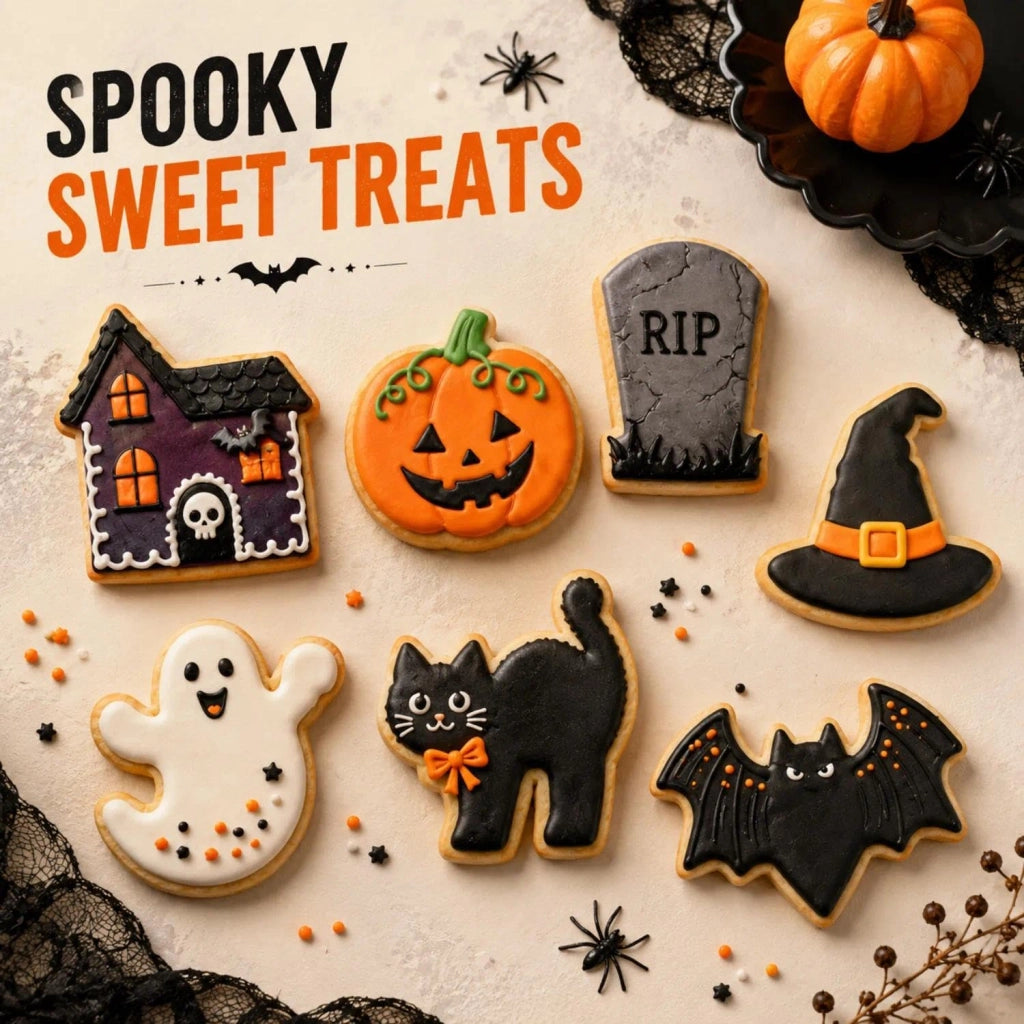 Stampini per biscotti a tema Halloween, set da 7 pezzi, in plastica, color arancione