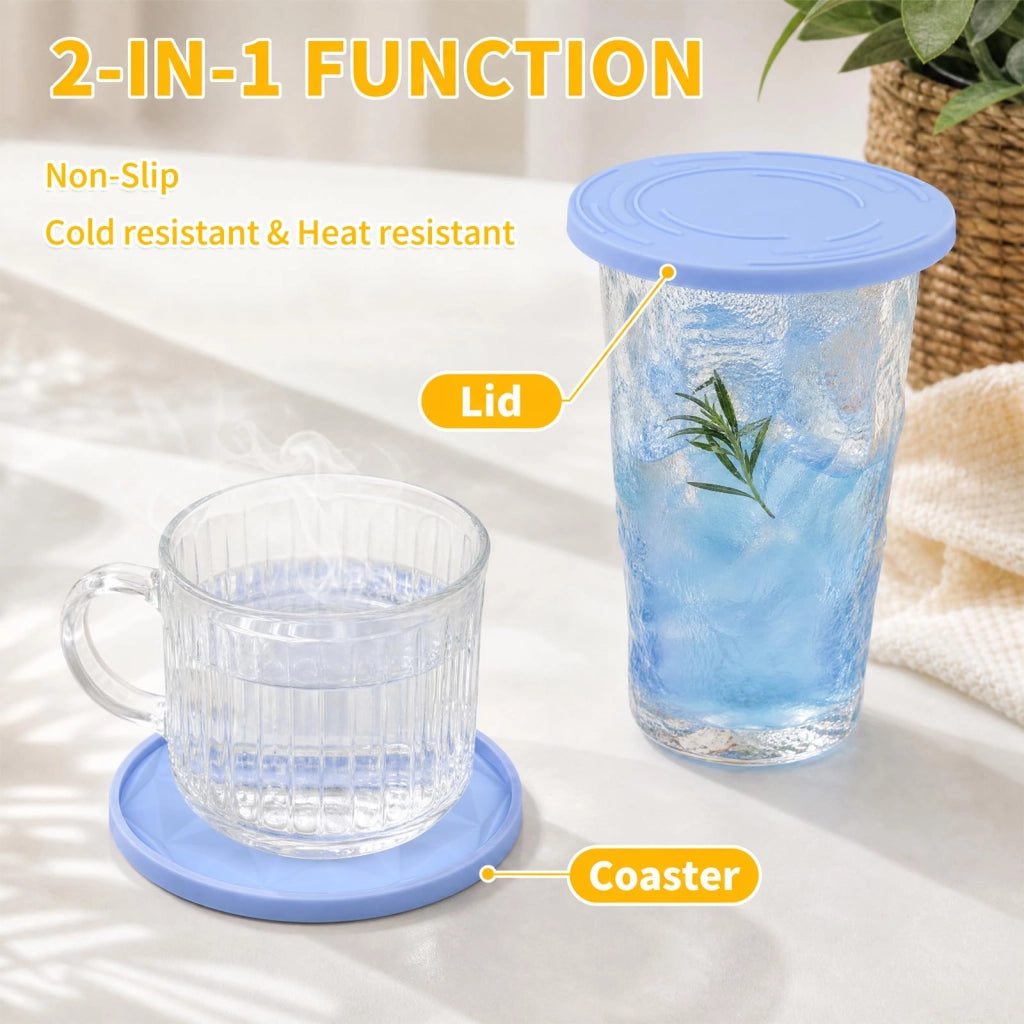 Set di 6 coperchi in silicone per yogurt, diametro 10 cm, riutilizzabili