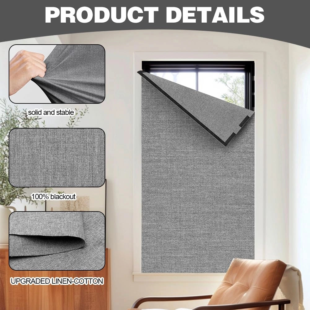 Tenda oscurante senza fori, completamente opaca, grigia, 100x150 cm