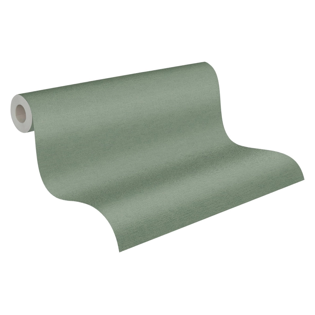 Carta da parati non tessuta Cuba Uni, colore verde, dimensioni 10,05 m x 0,53 m