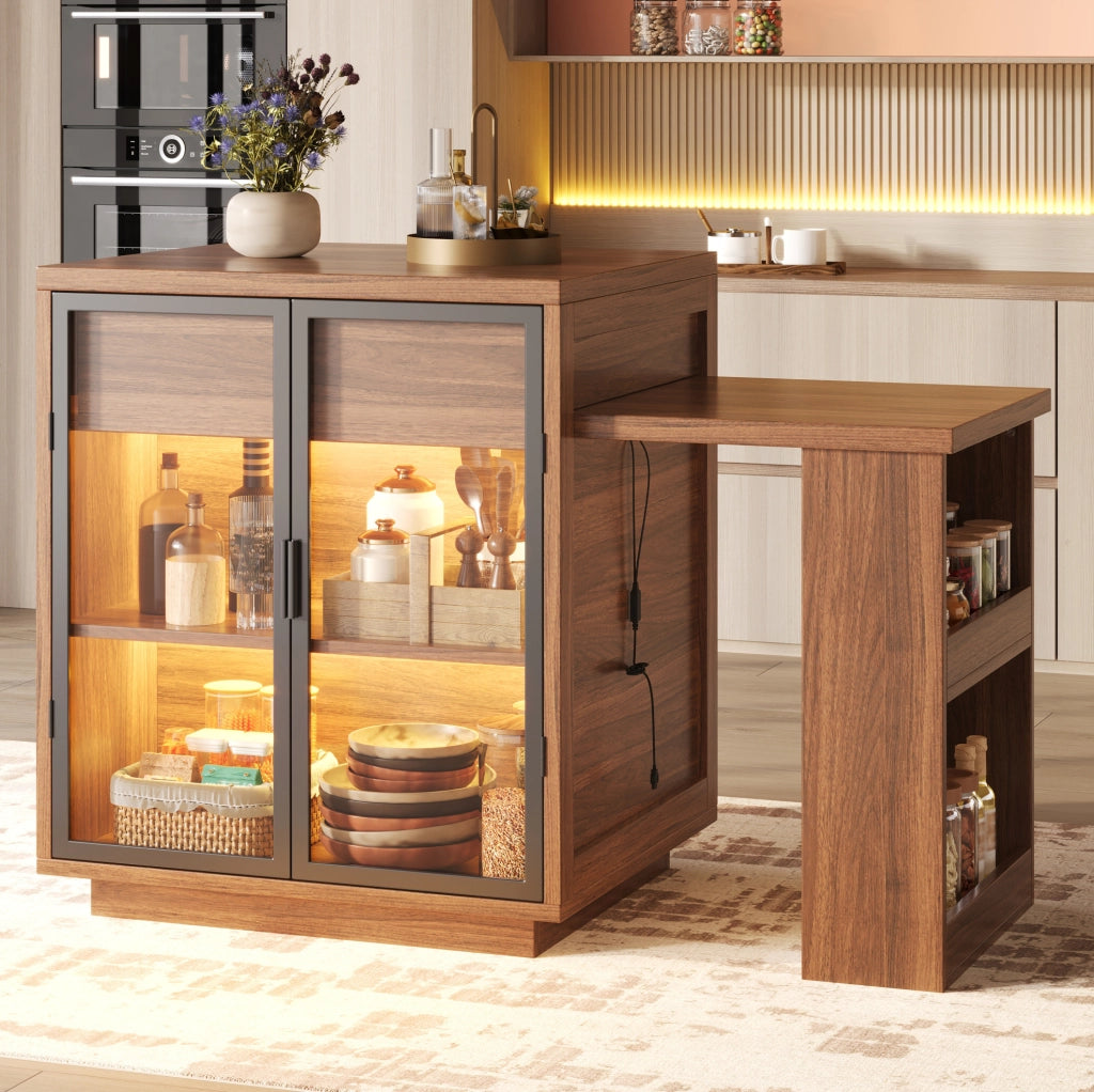 Isola cucina estensibile 122-194;5x70x94 cm MDF metallo marrone scuro