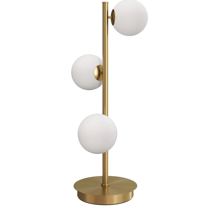 Lampada da tavolo a 3 sfere color ottone antico, H 53 cm