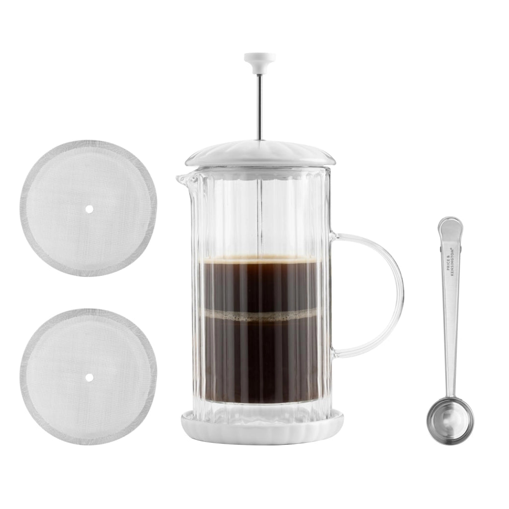 French press da 1 litro, in vetro/acciaio inox, con filtro a maglie fini, lavabile in lavastoviglie