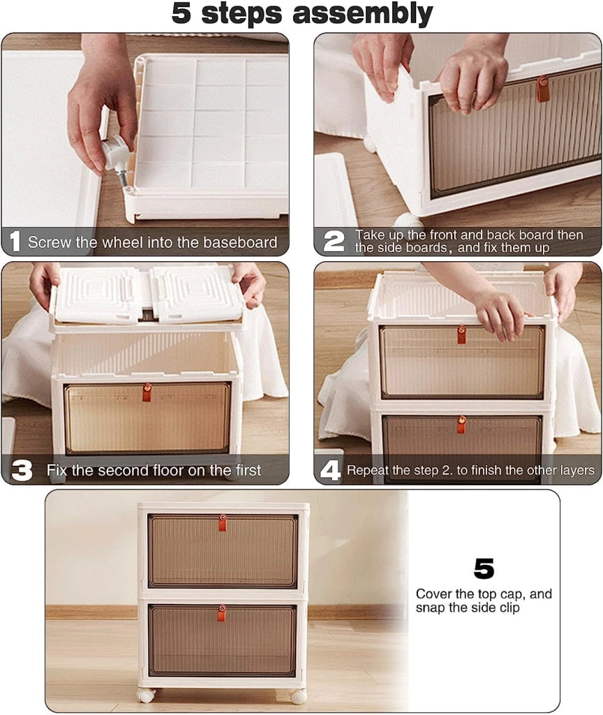Contenitore con ruote, set da 2, bianco, 39x28x39,5 cm