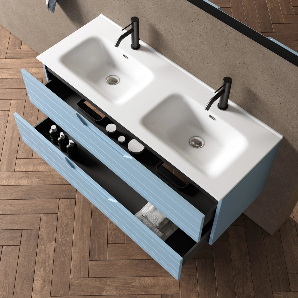 Composizione doppia vasca 5 pezzi SOLMIRA azzurro tiffany