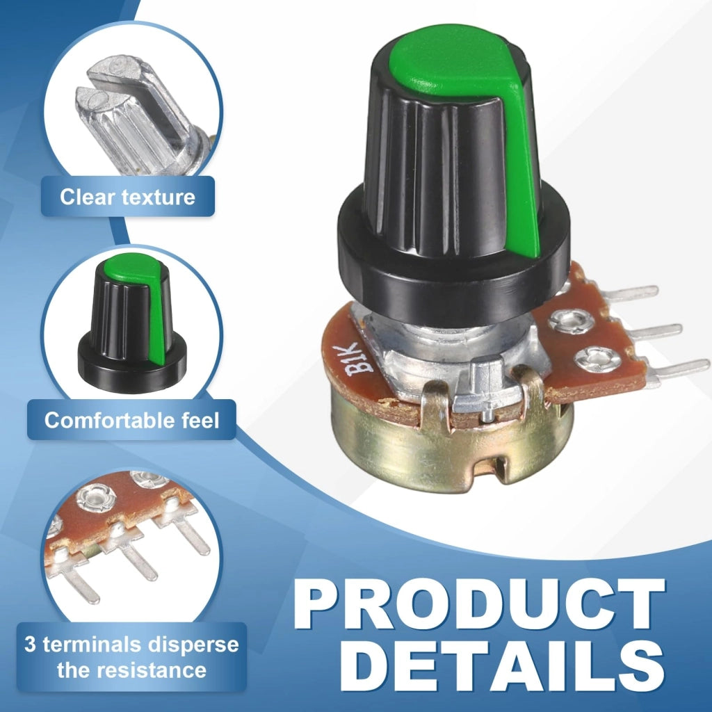 Set di 5 potenziometri lineari WH148 da 1K, potenziometri rotativi, colore verde
