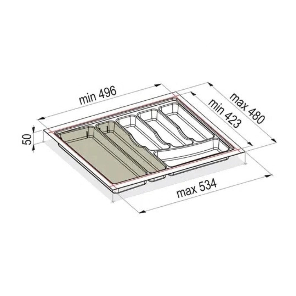 Portaposate Sky per Cassetto da 60 cm Bianco Regolabile Plastica Plastica