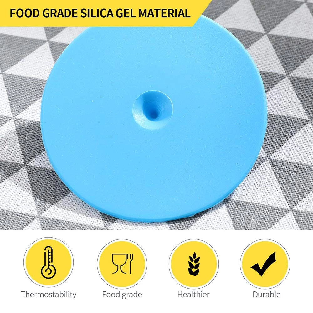 6 coperchi in silicone e vetro per bicchieri, colorati, rotondi, adatti al lavaggio in lavastoviglie
