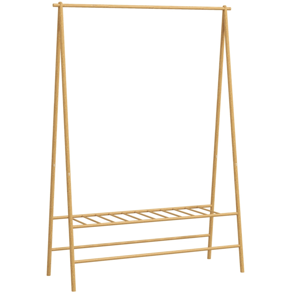 APPENDIABITI da terra con scarpiera e ganci 116 x 43,5 x 160 cm bambù colore legno naturale