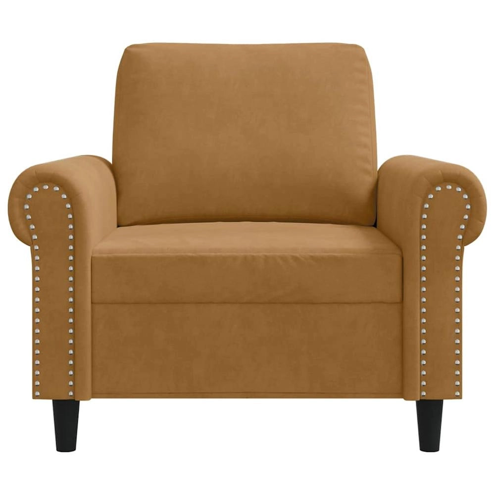 Poltrona Marrone 60 cm Velluto
