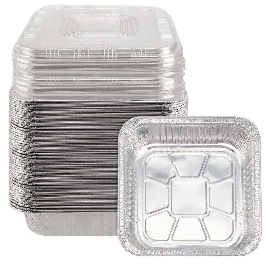 30 stampi in alluminio, dimensioni 20,5x20,5x4,5 cm, con coperchio
