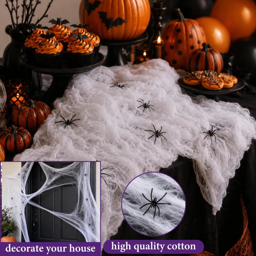 Rete di ragno da 500 g, contenente 100 ragni, decorazione per Halloween, aspetto realistico