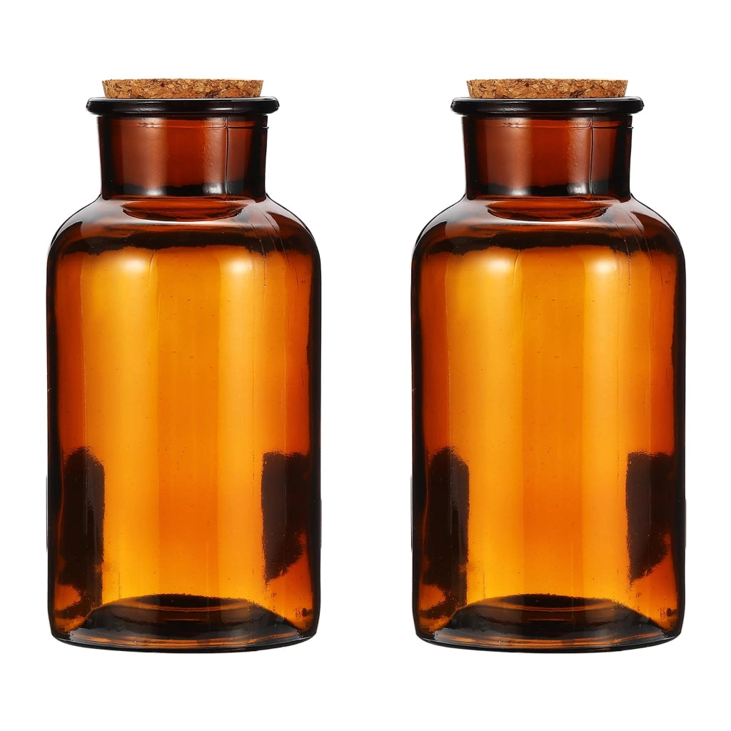 Confezione da 2 flaconi di vetro da 500 ml con tappo in sughero, color marrone