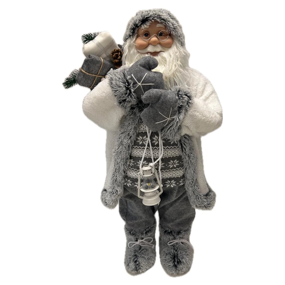 Babbo Natale, altezza 83 cm, bianco, con maglione natalizio, taglia L