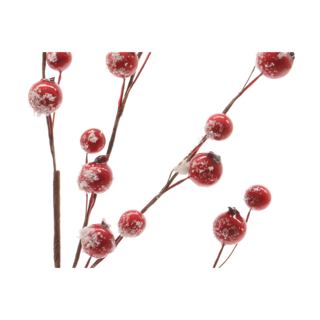 Ramo decorativo con bacche e neve 15x h55 cm