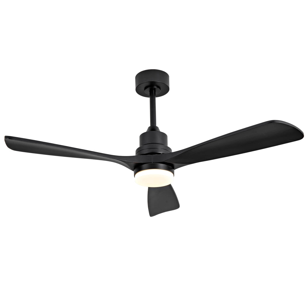 Ventilatore da soffitto 52 pollici nero con luce LED dimmerabile e telecomando
