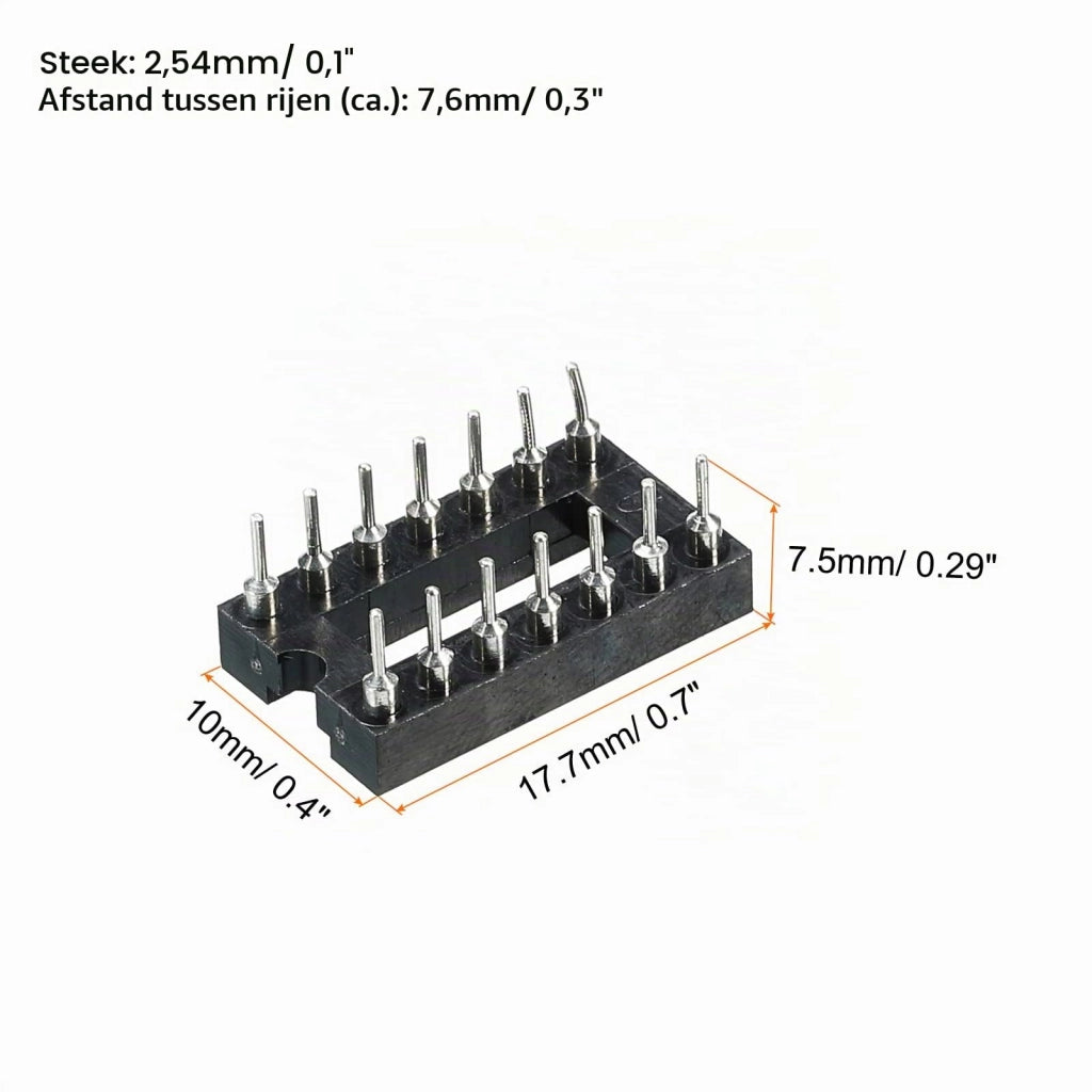 Adattatore per socket DIP, 14 pin, passo 2,54 mm, confezione da 10 pezzi
