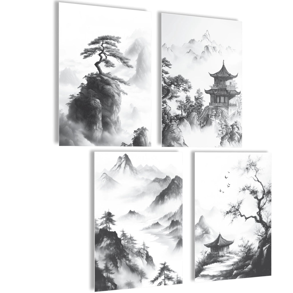 4 poster A4 (21x30 cm) – Decorazione murale giapponese, finitura opaca
