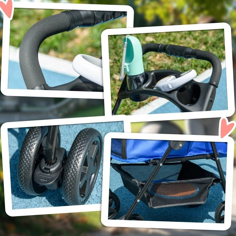 Passeggino pieghevole per cani e gatti 67 x 45 x 96 cm Oxford blu