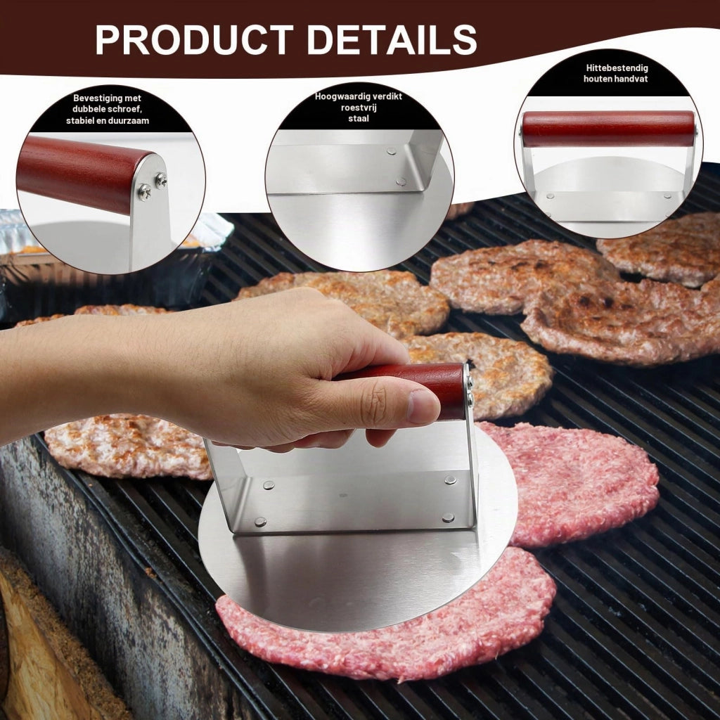Pressa per hamburger, acciaio inossidabile, 16 cm – professionale e facile da pulire