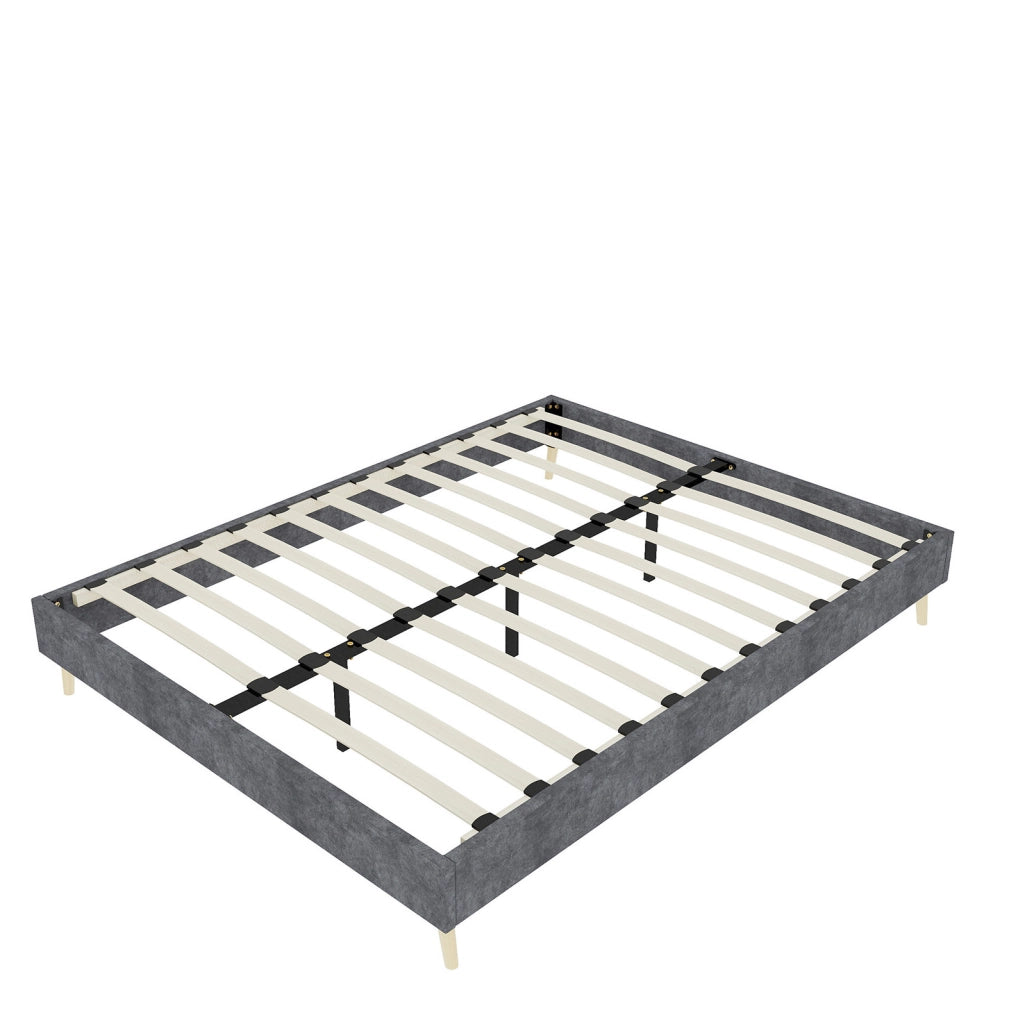 Struttura letto moderna 140x200 cm in velluto olandese grigio, senza testiera e materasso