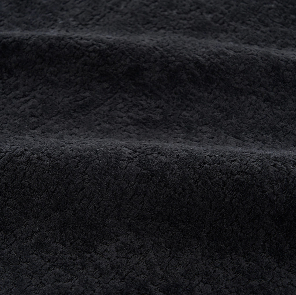 Divano modulare trasformabile in chenille nero, struttura in schiuma e cuscini inclusi