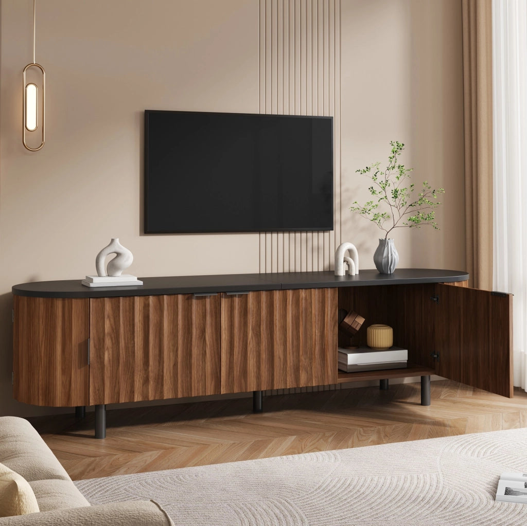 Mobile TV moderno 170 cm noce in MDF con 5 ante