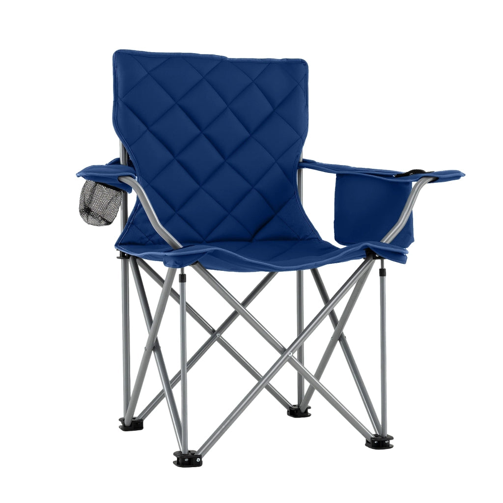 Sedia da Campeggio Pieghevole Oversize con Borsa Termica e Portabicchiere, Blu Navy, Robusta e Pratica