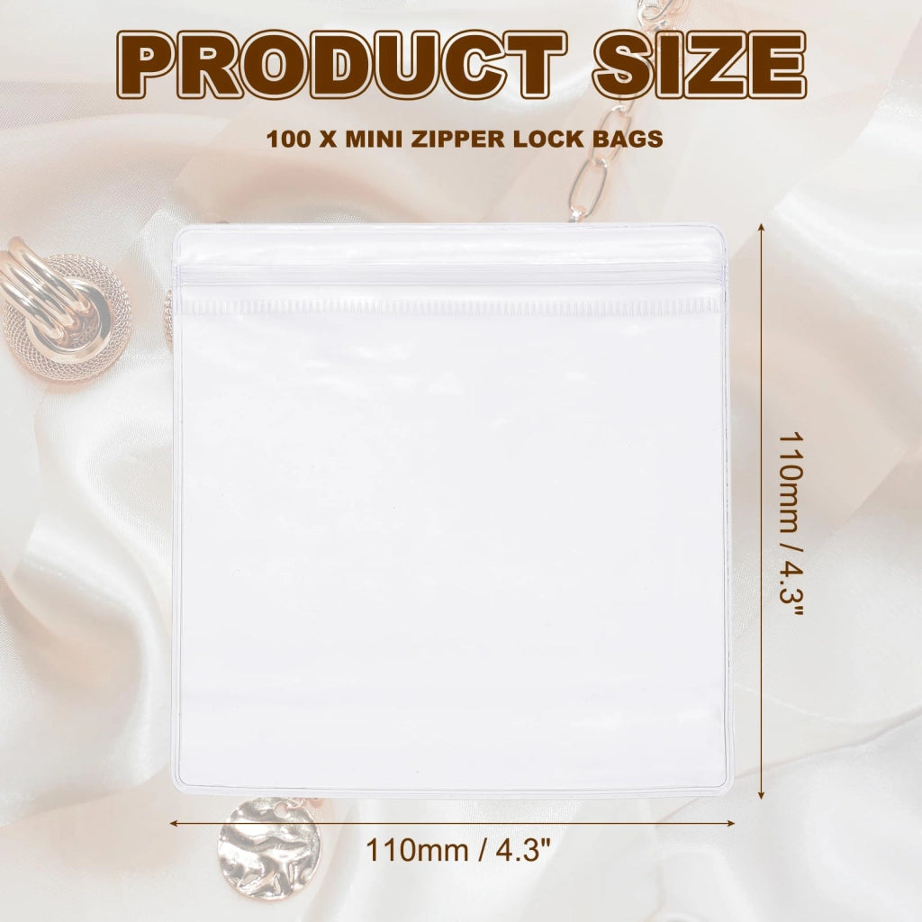Sacchetti in PVC, dimensioni 10,9 x 10,9 cm, confezione da 100 pezzi, trasparenti