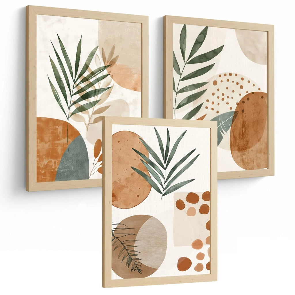 Set di 3 poster astratti con motivi floreali, formato A4, senza cornice