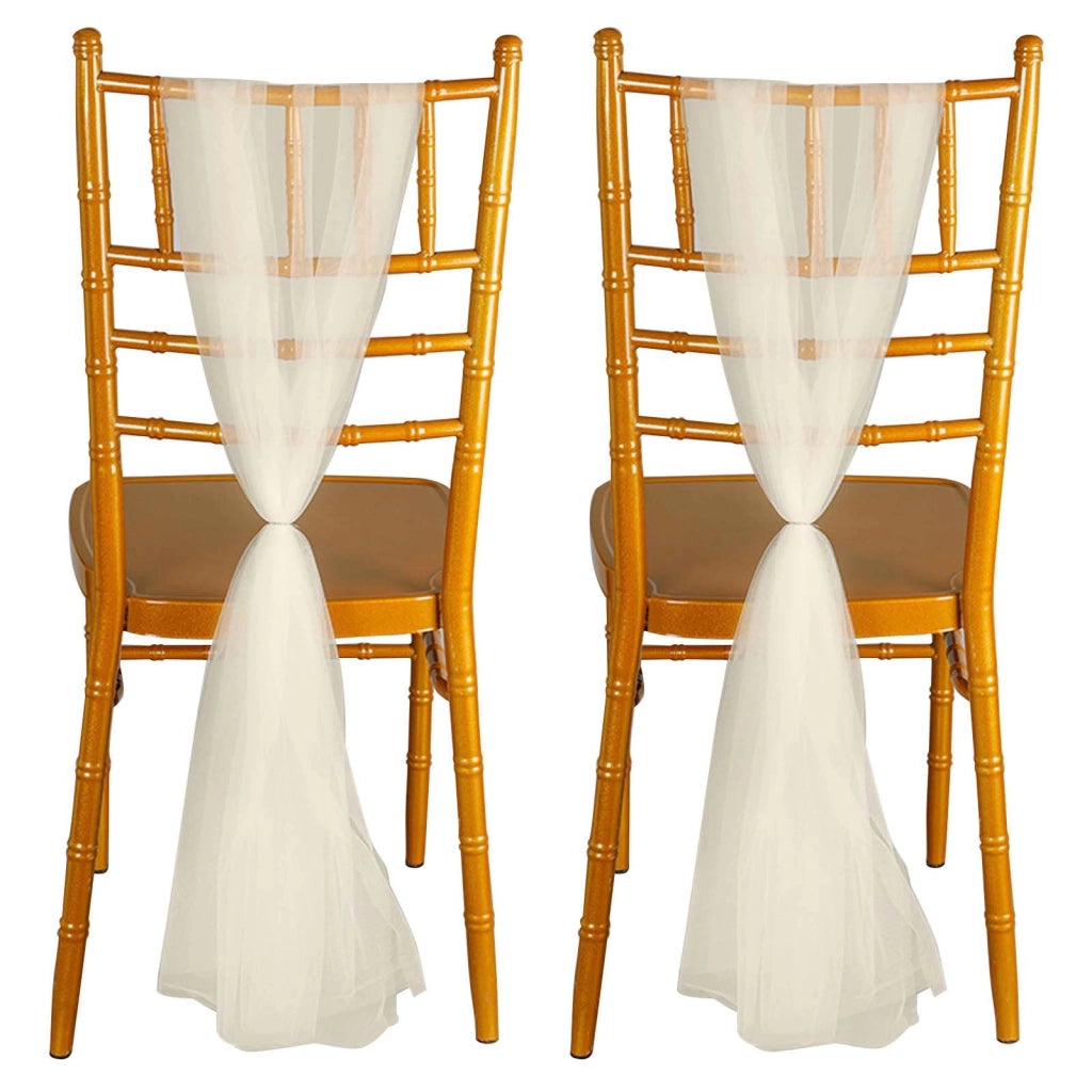 Cinture per sedie in chiffon, 100x150 cm, color beige, confezione da 2 pezzi