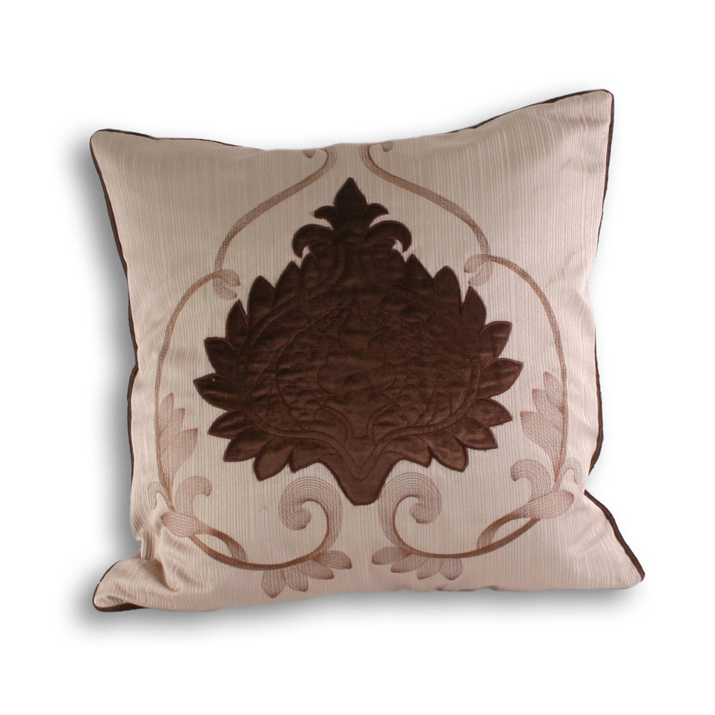 Cuscino in poliestere, 45x45 cm, design classico, ricamato, color marrone