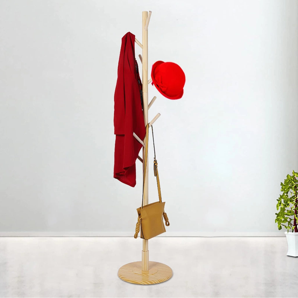 Appendiabiti in legno, design a forma di albero, con 8 ganci, dimensioni 165x35 cm