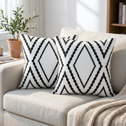 Coperte per cuscini, 45x45 cm, set da 2, bianco e nero, motivo geometrico