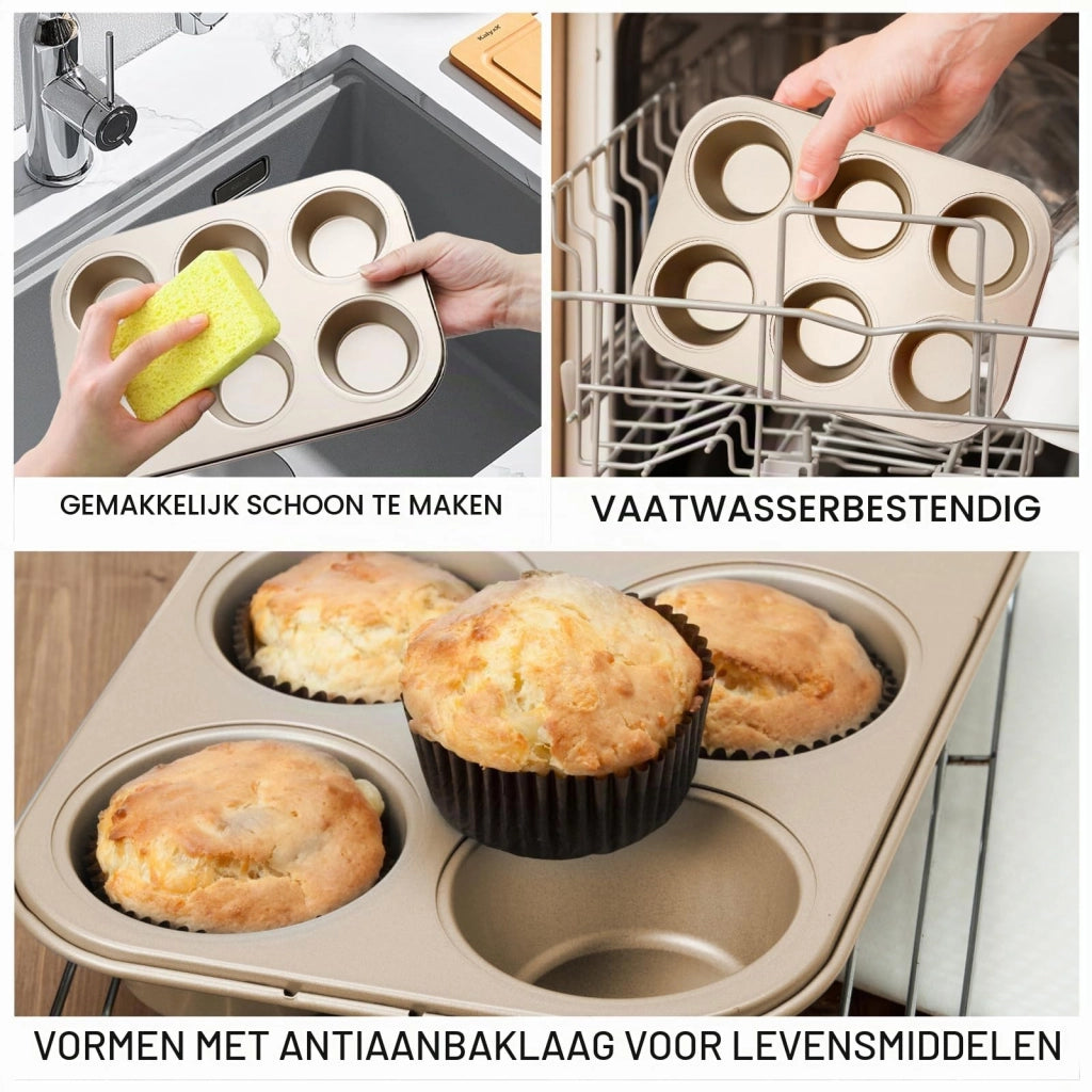 Set da 2 teglie per muffin Acciaio al carbonio, antiaderenti, dimensioni 26,5 x 18,5 cm