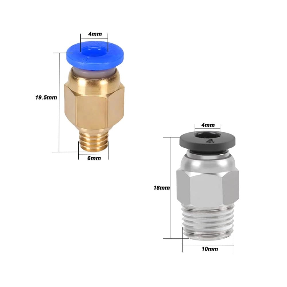 10 connettori pneumatici PC4-M6 e PC4-M10 per stampanti 3D