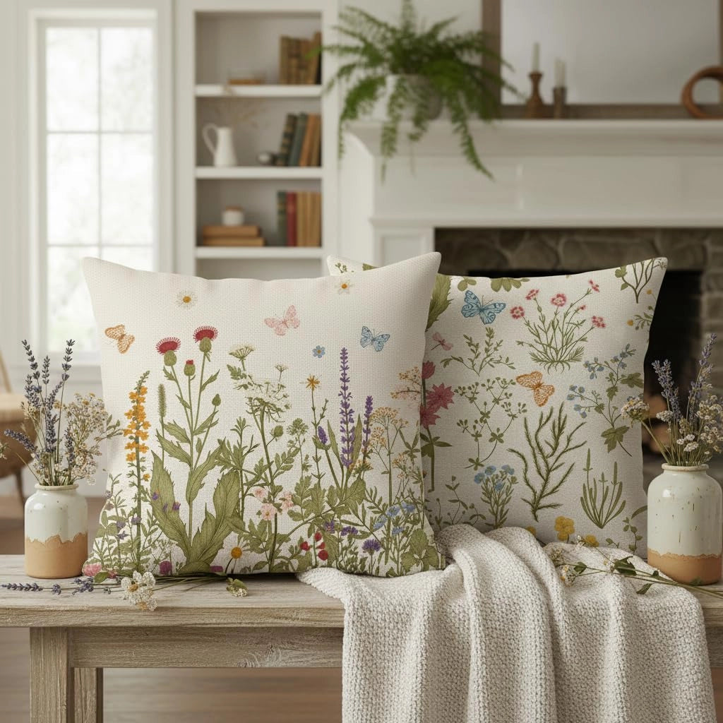 Set di 2 federe decorative a forma di fiori, 45x45 cm, per divano, ideali per la decorazione primaverile