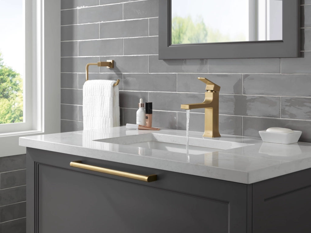 Miscelatore per lavabo monoforo con scarico pop-up, bronzo champagne spazzolato