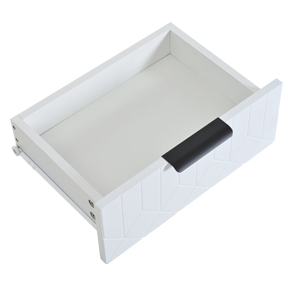 Consolle 120x36x80 cm in MDF bianco e nero, con cassetti per ingresso