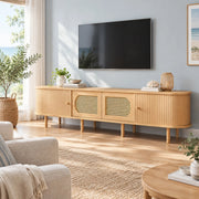 Mobile porta TV in MDF effetto legno naturale 180 x 40 x 40 cm