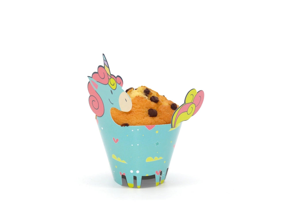 Confezioni per muffin a tema unicorno, 24 pezzi, 12 design diversi, in carta, 6,5 cm