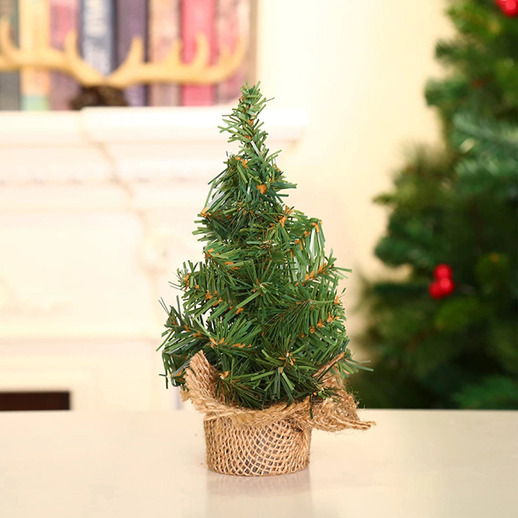 Set di 2 mini alberi di Natale artificiali, in PVC, verde, altezza 20 cm e 30 cm
