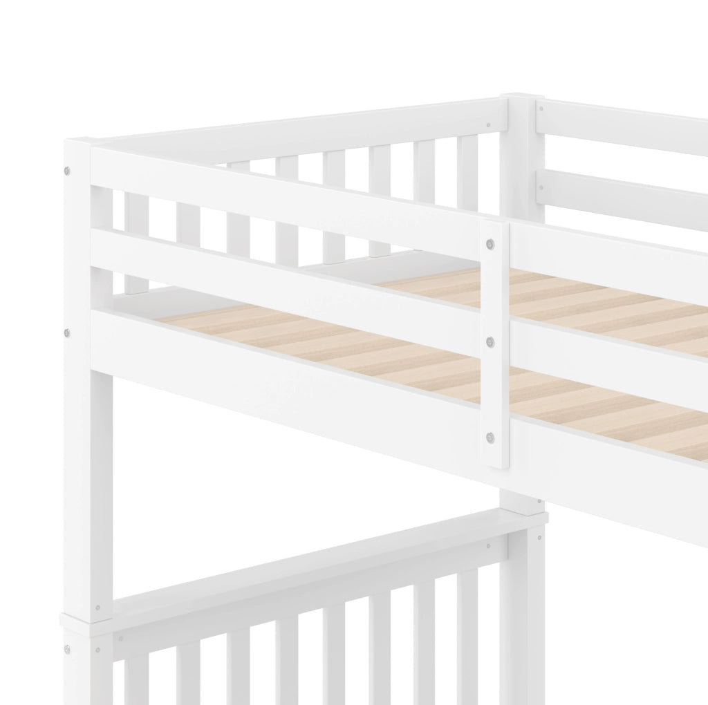 Letto a castello 90x200 cm bianco con letto estraibile e scala con ripiani