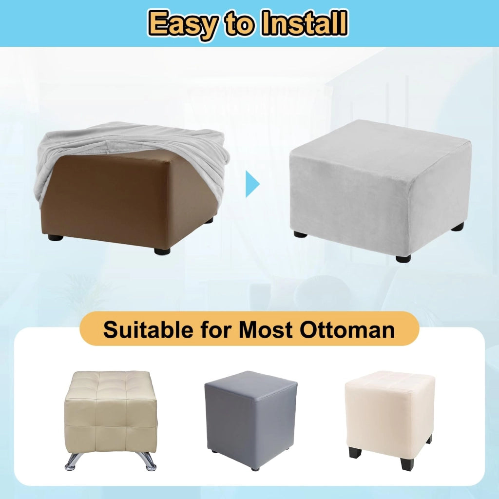 Copertura elastica per pouf, forma quadrata, dimensioni 88,9-111,8 cm, colore grigio chiaro
